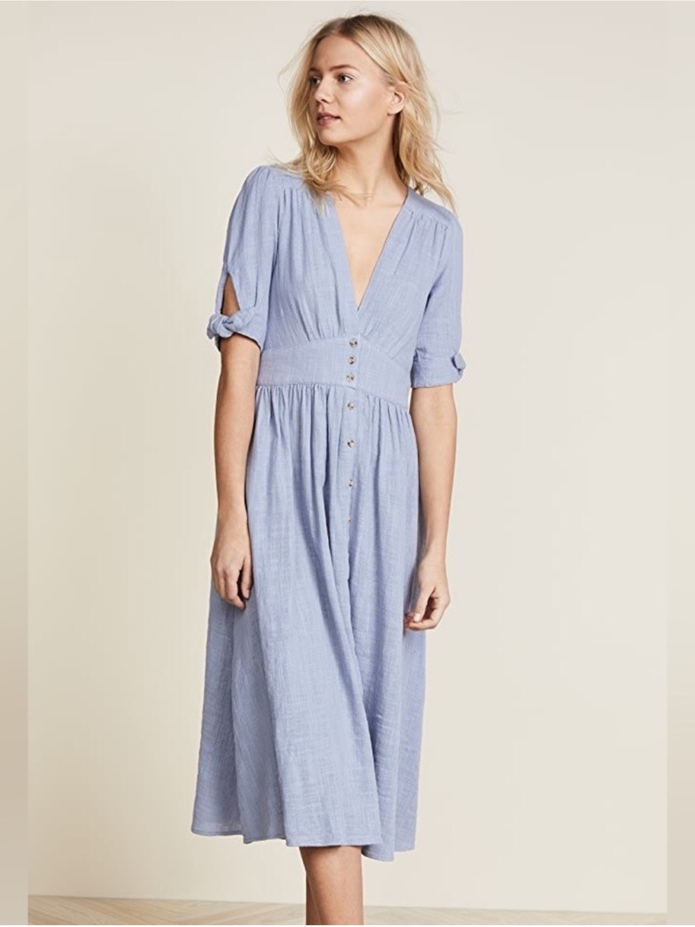 Free People Light Blue Love of My Life Midi Dress XS